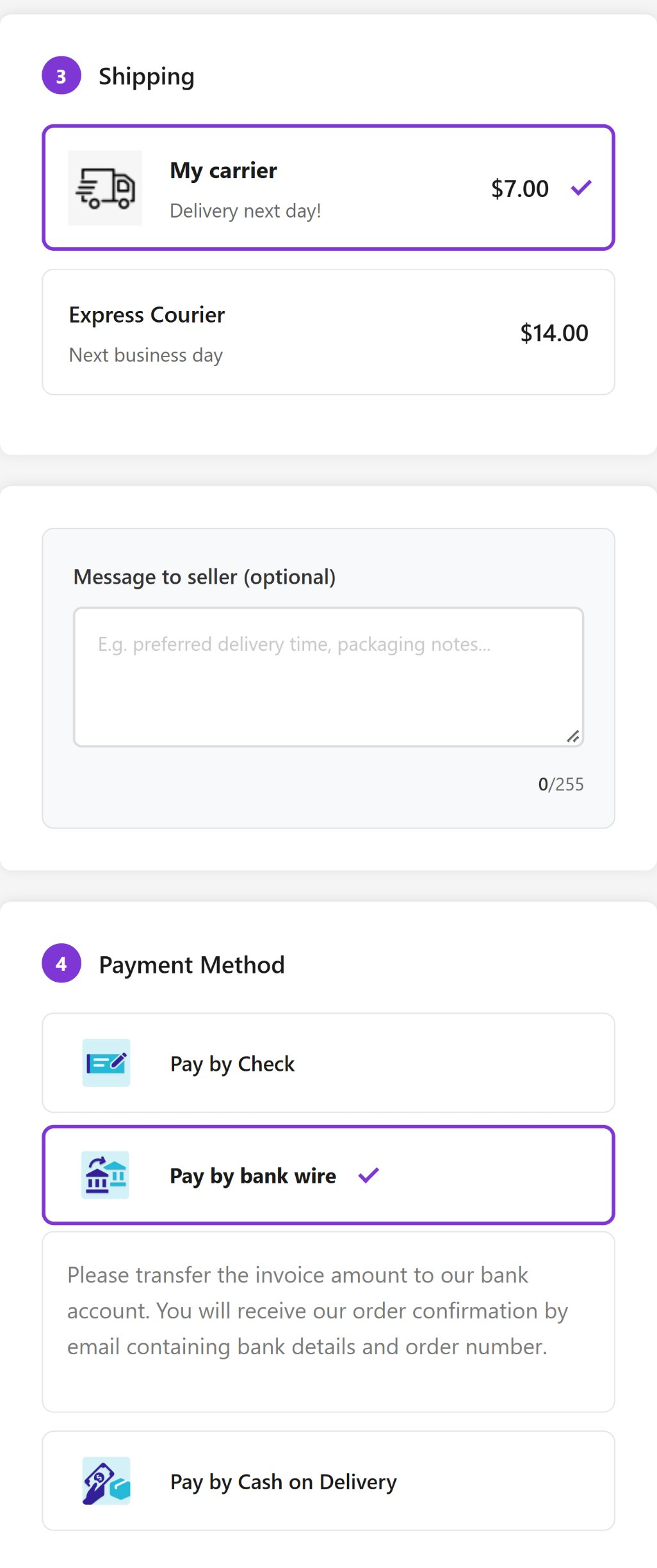 Prime OPC su smartphone: opzioni di spedizione, messaggio al venditore e metodi di pagamento in un’unica pagina a scorrimento
